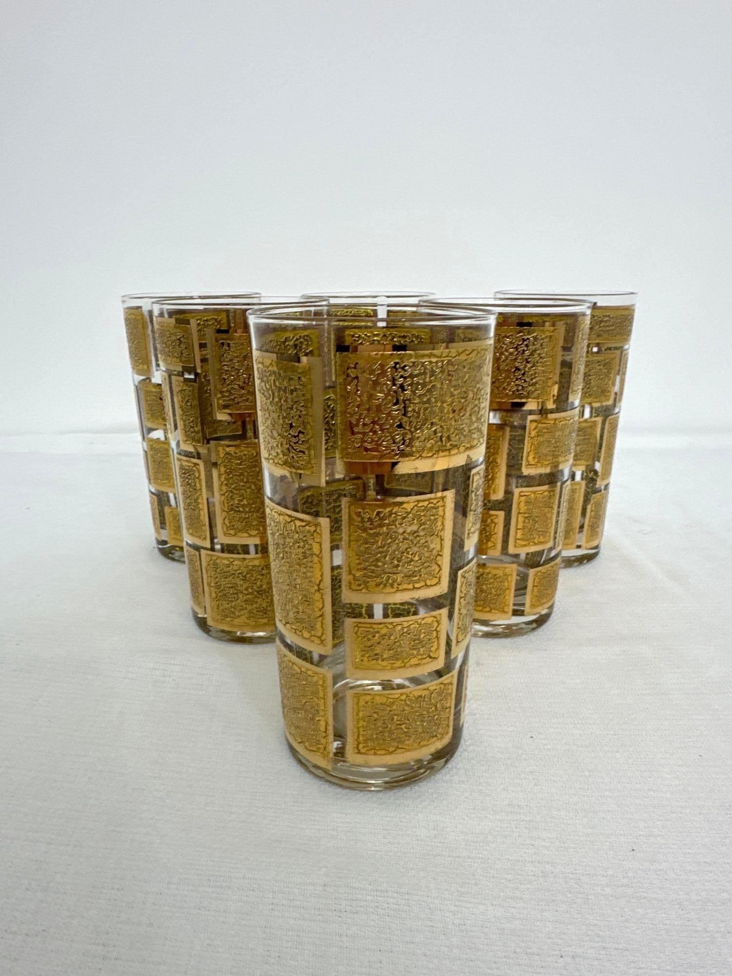 SET OF SIX MID-CENTURY MODERN CULVER EMBOSSED HIGH BALL GLASSES (1 of 6)