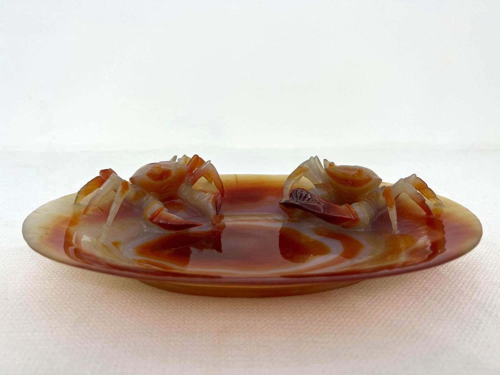 CARVED RED AGATE CRAB FIGURINE DISH (1 of 10)