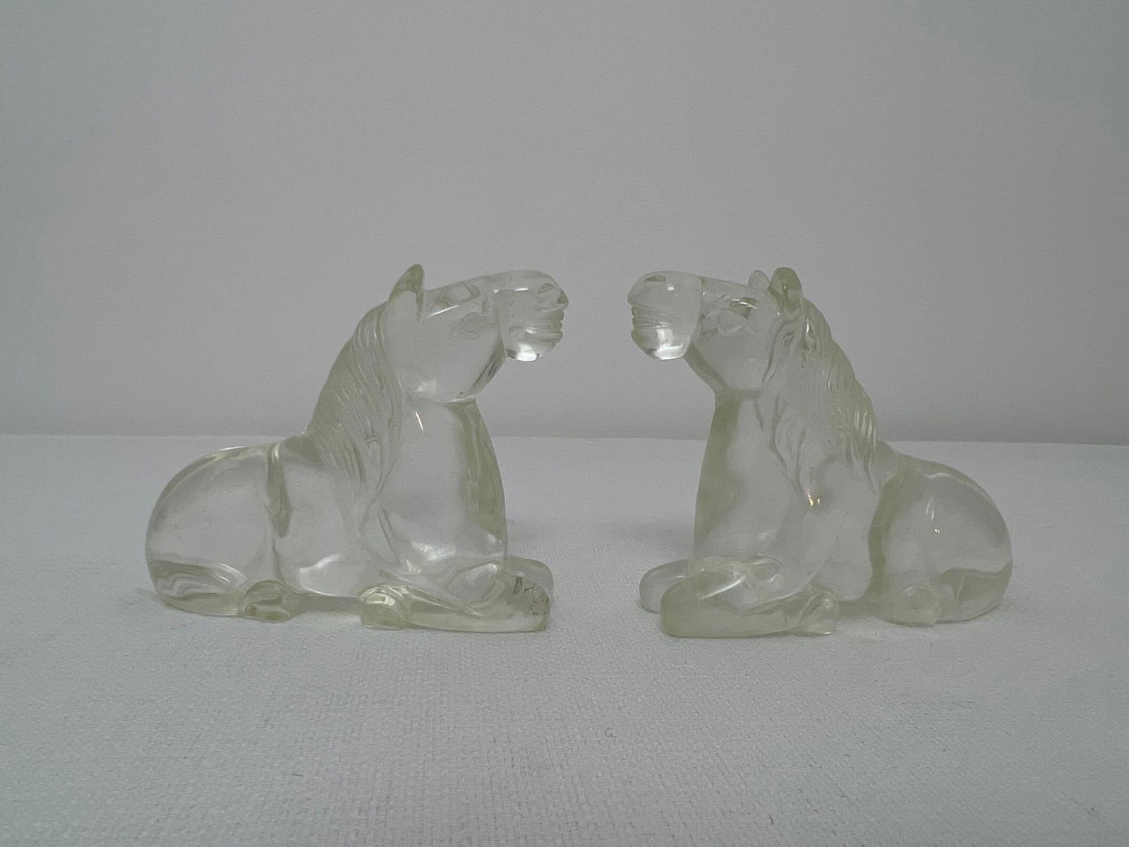 PAIR OF ROCK CRYSTAL HORSE STATUES (1 of 9)