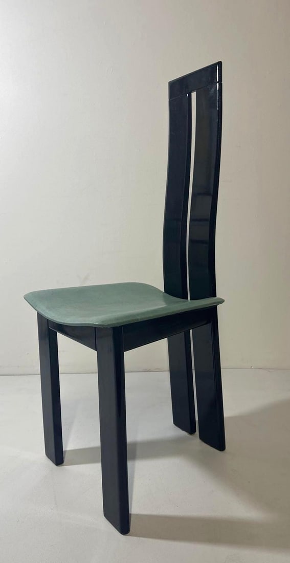 POST MODERN BLACK AND GREEN DINING CHAIR IN THE STYLE OF THE PIETRO COSTANTINI CHAIR (1 of 6)