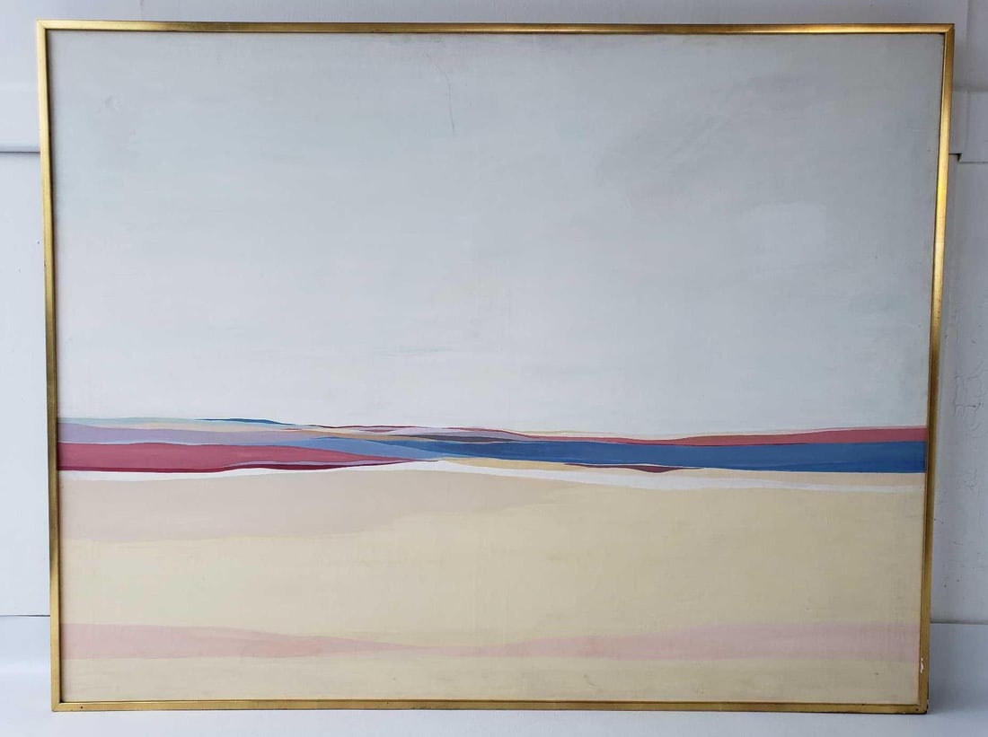 VINTAGE LARGE ABSTRACT LANDSCAPE OIL ON CANVAS (1 of 10)