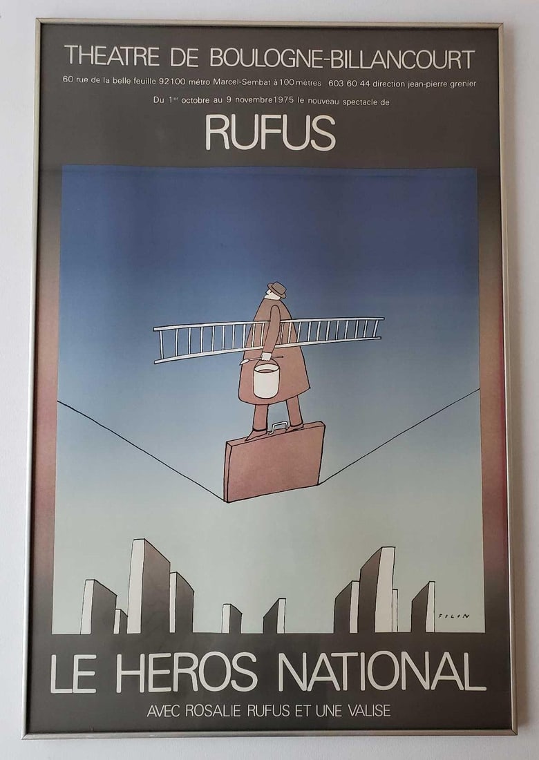 VINTAGE JEAN-MICHEL FOLON  FRENCH THEATRICAL PRODUCTION "LE HEROS NATIONAL" POSTER (1 of 6)