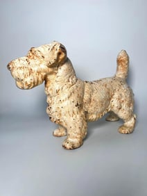 ANTIQUE CAST IRON SEALYHAM TERRIER DOORSTOP | STATUE