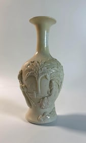 CHINESE BLANC DE CHINE RELIEF CARVED PORCELAIN VASE