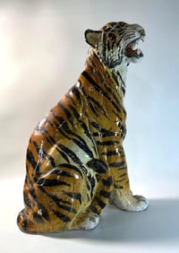 VINTAGE GLAZED TERRACOTTA SEATED TIGER