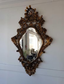 ANTIQUE GILT WOOD ROCOCO WALL MIRROR