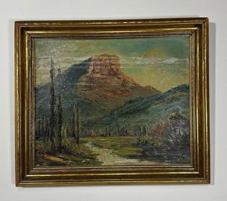 SIGNED OIL ON BOARD PAINTING OF SOUTHWEST MOUNTAIN SCENE