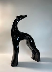 ROYAL HAEGER BLACK CERAMIC WHIPPET | GREYHOUND SCULPTURE
