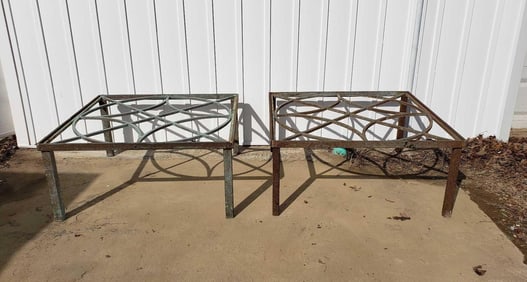 PAIR OF INDUSTRIAL CHIC RECLAIMED STEEL PANEL TABLE BASES