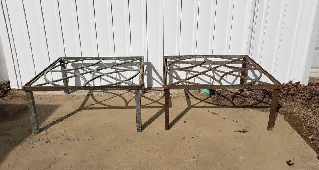 PAIR OF INDUSTRIAL CHIC RECLAIMED STEEL PANEL TABLE BASES (1 of 9)