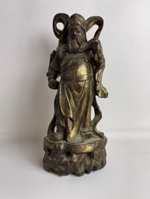 GILT WOOD STATUE OF CHINESE DEITY