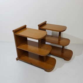 PAIR OF ART DECO THREE-TIER SIDE TABLES
