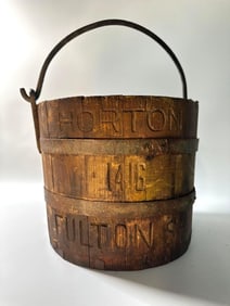 19TH CENTURY HORTON'S FISH MARKET BUCKET FROM FULTON STREET, NYC