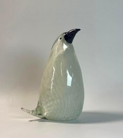 LARGE VINTAGE MURANO STYLE HANDBLOWN GLASS PENGUIN SCULPTURE OBJECT