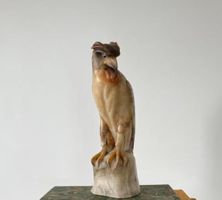 CARVED ALABASTER OWL STATUE
