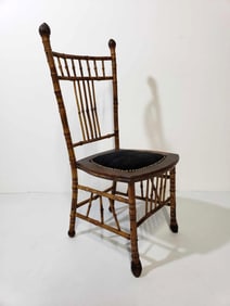ANTIQUE SCORCHED VICTORIAN BAMBOO SIDE CHAIR