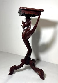 ASIAN DRAGON PHOENIX FIGURAL CARVED WOOD CONSOLE STAND