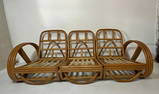 VINTAGE BENT RATTAN FURNITURE THREE PIECE SOFA (SET 1)
