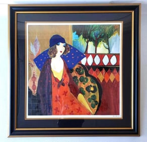 LARGE ITZCHAK TARKAY SERIOLITHOGRAPH "INDIGO CHAPEAU"
