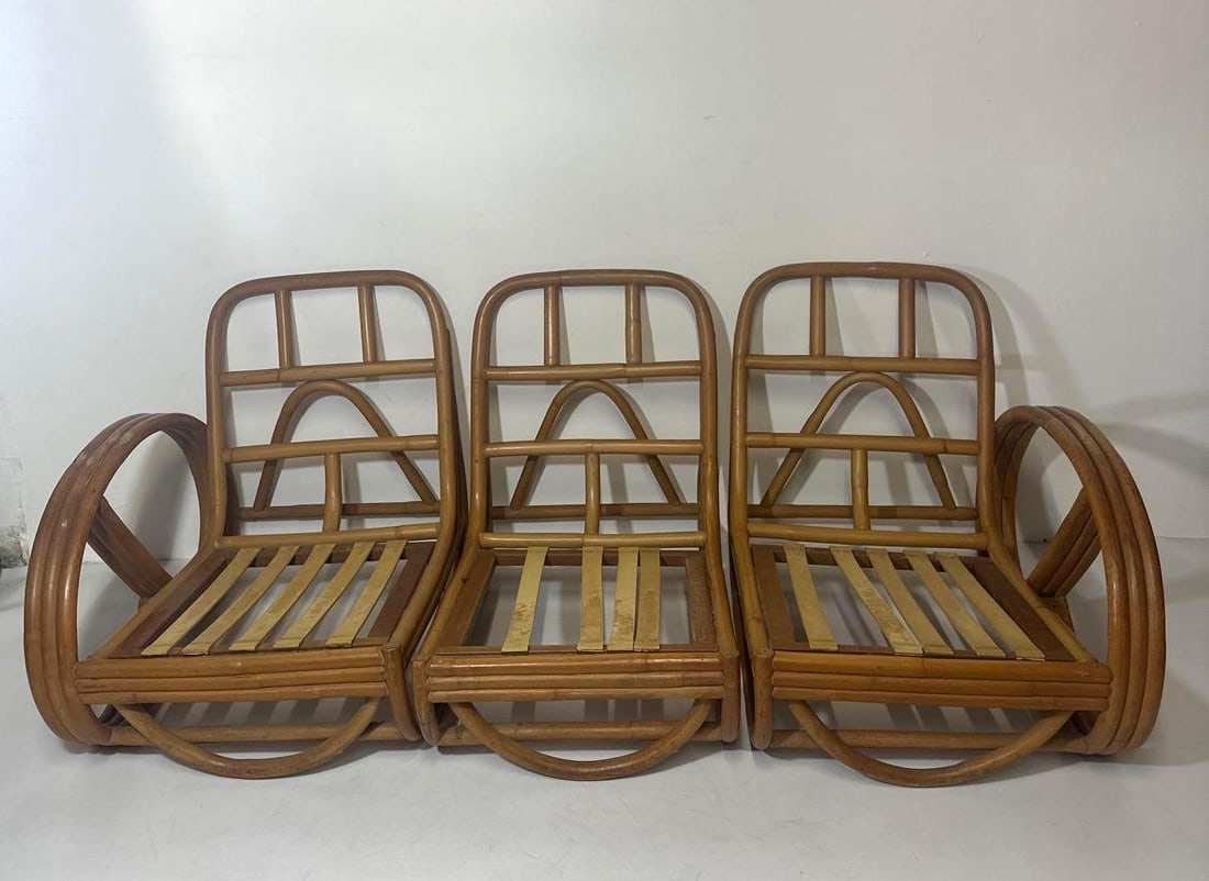 VALUE LOT: BENT RATTAN FURNITURE THREE PIECE SOFA (set 2) (1 of 8)