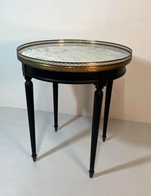 LOUIS XVI STYLE MARBLE TOP GALLERIED CIRCULAR TABLE