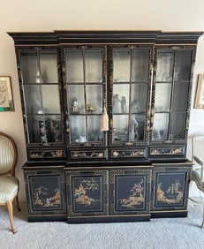LARGE BLACK LACQUER CHINOISERIE CABINET