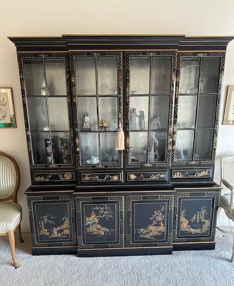 LARGE BLACK LACQUER CHINOISERIE CABINET (1 of 14)