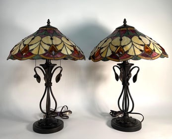 PAIR OF DALE TIFFANY, TIFFANY STYLE TABLE LAMPS