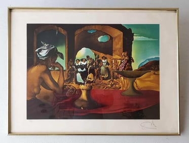 SALVADOR DALI PENCIL SIGNED AND NUMBERED" DISAPPEARING BUST OF VOLTAIRE"  LITHOGRAPH PRINT