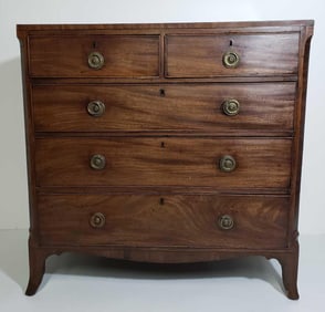 ANTIQUE REGENCY MAHOGANY FIVE DRAWER CHEST