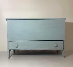ANTIQUE PINE PAINTED FLIP TOP BLANKET CHEST