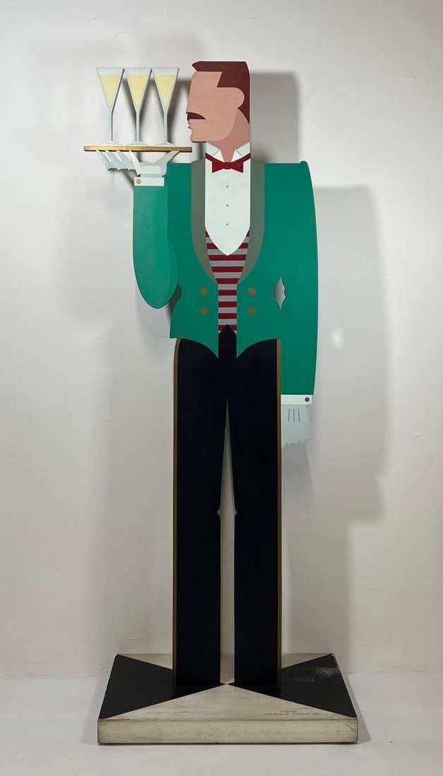 GIANCARLO IMPIGLIA "CHESTER" WOODEN BUTLER FIGURE | ACRYLIC ON WOOD (1984) (1 of 15)