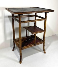 LATE 19TH / EARLY 20th CENTURY ANTIQUE CHINOISERIE BAMBOO SIDE TABLE