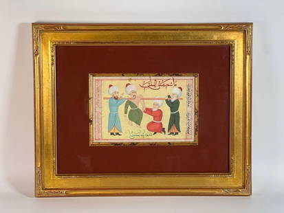 TWO-SIDED OTTOMAN TURKISH ANTIQUE WORK ON PAPER: This intriguing two-sided Ottoman Turkish antique work on paper offers a glimpse into the rich artistic traditions of the Ottoman Empire. One side features an illuminated manuscript page with elegant