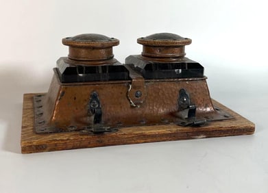 JOSEPH HEINRICHS (B. 1866) ATTRIBUTION DOUBLE INKWELL