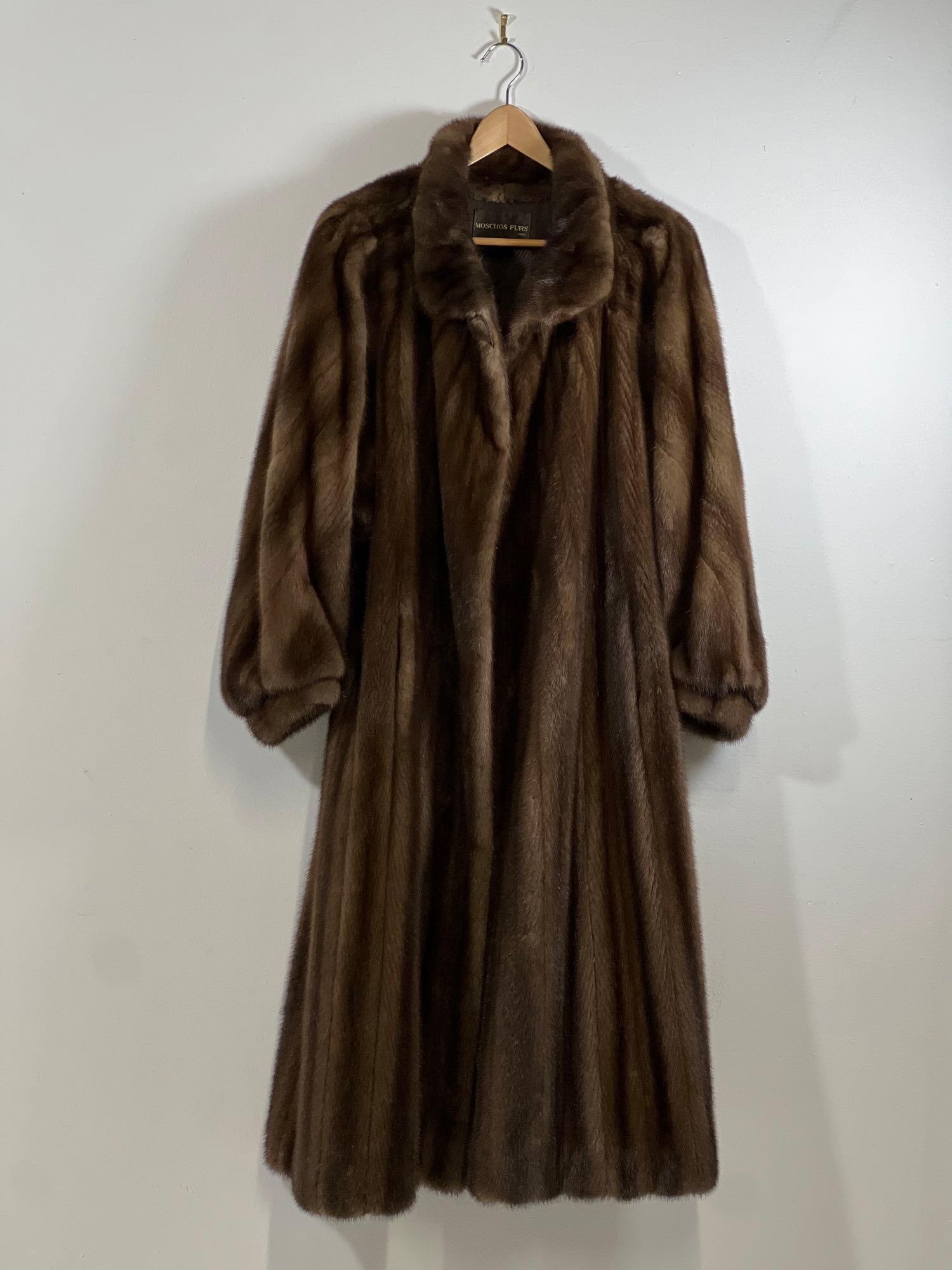 VINTAGE MOSCHOS FURS INC. SPLIT SKIN, LET OUT CLASSIC SWING COAT MINK FUR COAT (1 of 15)