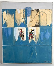 ILSE GETZ “ KEY WEST BLUES IV” COLLAGE ON CANVAS