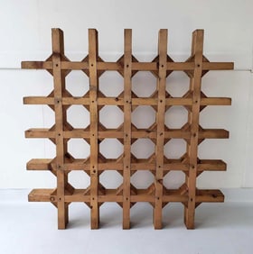 SUBSTANTIAL GEOMETRIC VINTAGE WOOD RACK/ WALL SCULPTURE