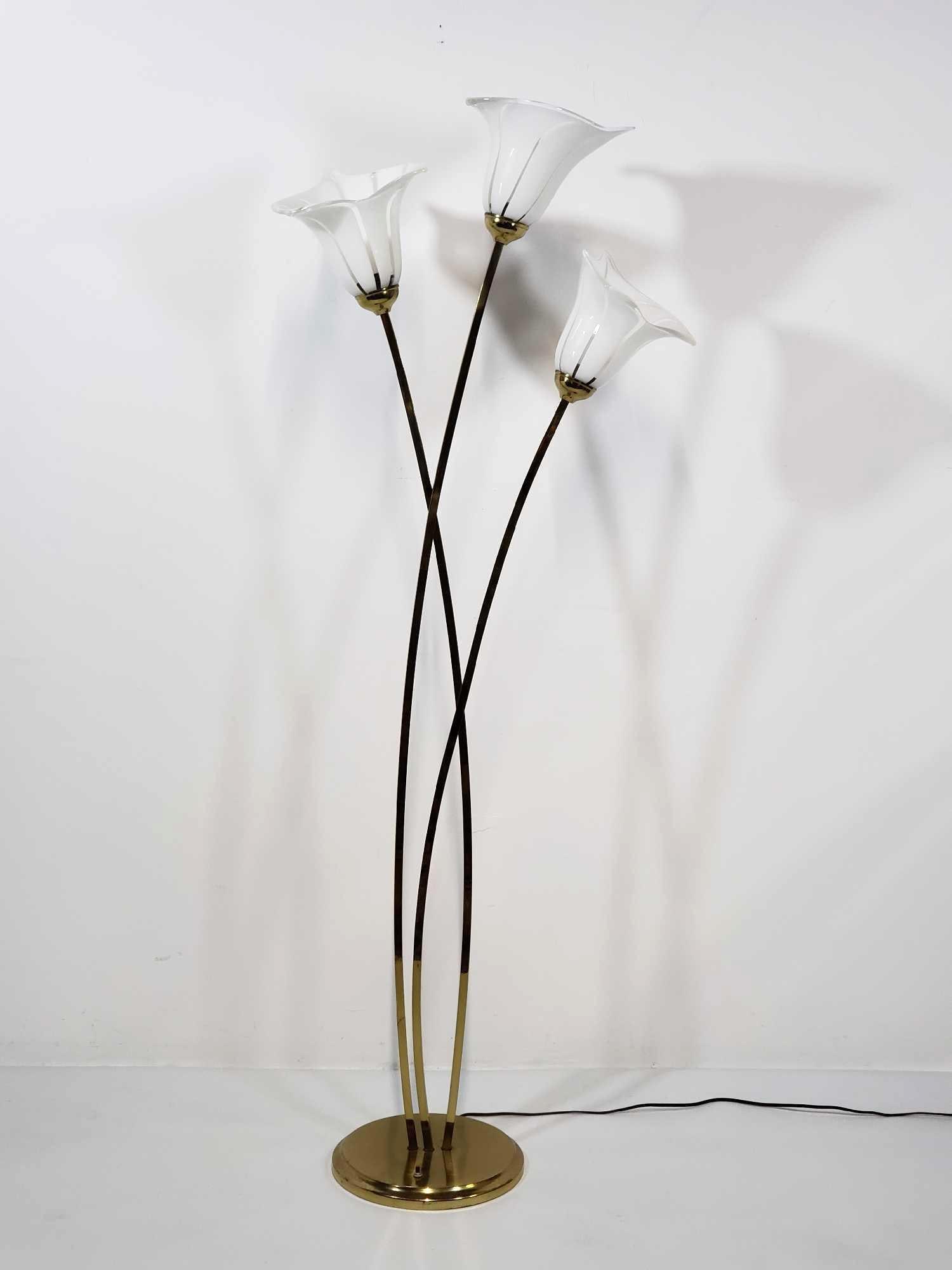 FRANCO LUCE CALLA LILLY MURANO GLASS AND BRASS FLOOR LAMP (1 of 13)