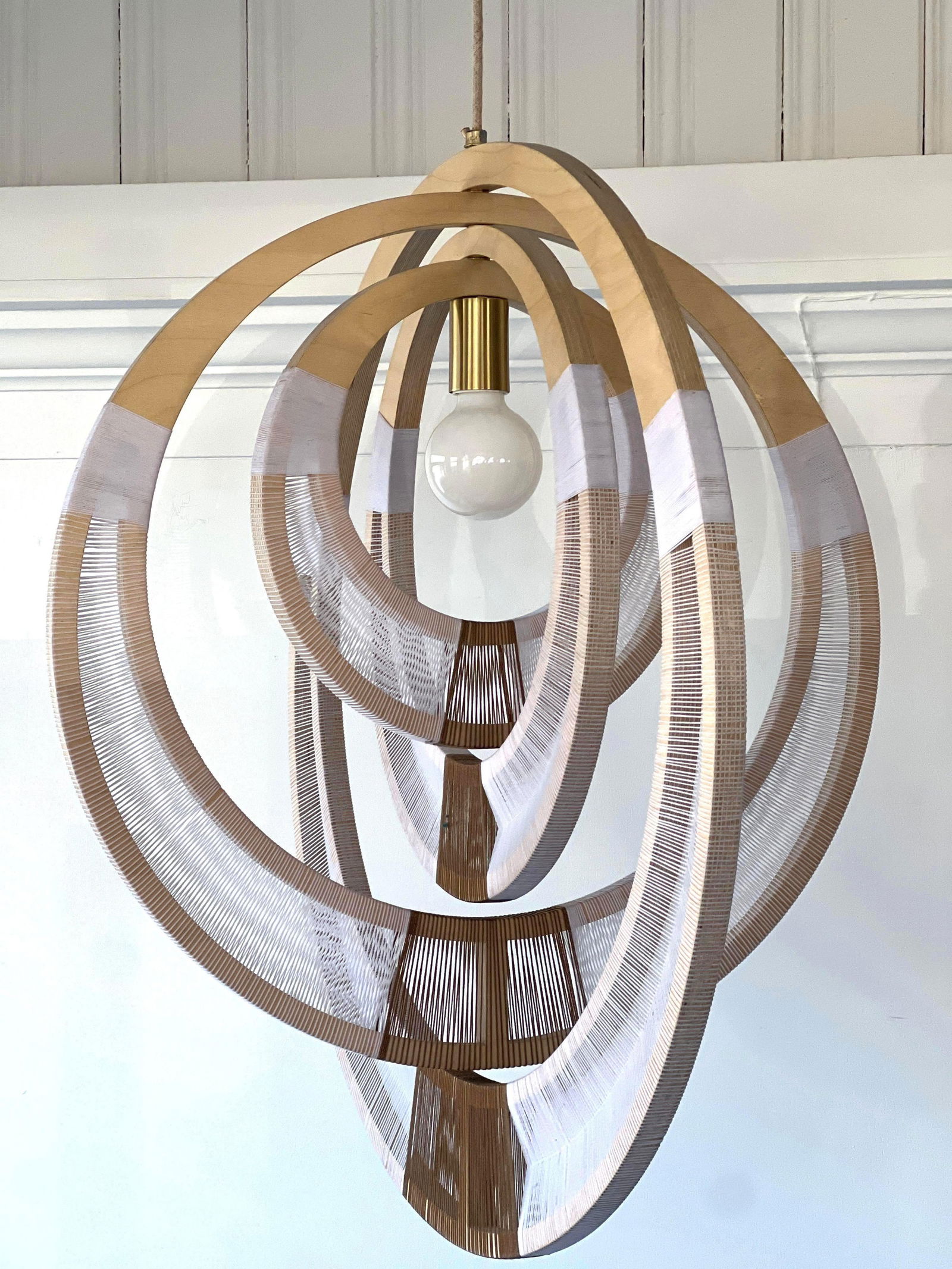 54 KIBO LARGE COASTAL PENDANT LIGHTING FIXTURE | 30": This 54 Kibo Large Coastal Pendant Lighting Fixture, with its substantial 30" diameter, brings a breath of airy, organic design to any space. The fixture's most captivating feature is its intricate co