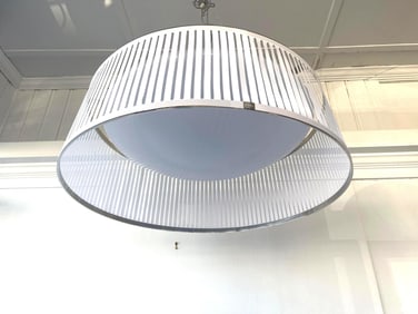 PABLO SOLIS DRUM WHITE PENDANT FRINGE CHANDELIER | 36"