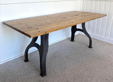 INDUSTRIAL OLD GOOD THINGS RESTORED RECLAIMED WOOD AND IRON TABLE