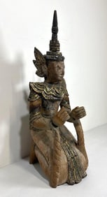 LARGE CARVED WOOD THAI DIETY SCULPTURE