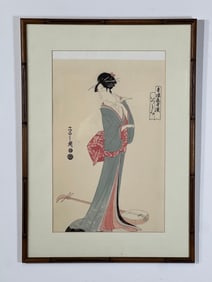 ITSUTOMI GEISHA GIRL BY HOSODA EISHI (1782-1818) JAPANESE WOODBLOCK