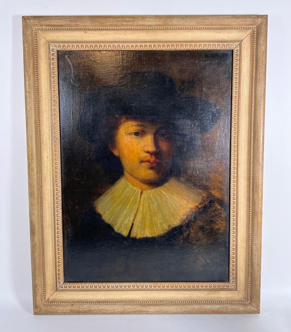 VINTAGE OIL ON BOARD PORTRAIT AFTER REMBRANDT (1 of 8)