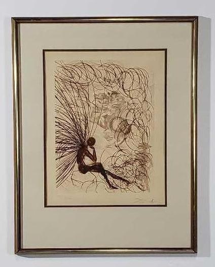 SALVADOR DALI PENCIL SIGNED ETCHING "NAPOLEON AND THE ANGEL" CIRCA 1970 (1 of 7)