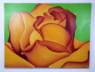 KARWOSKI SIGNED MONUMENTAL OIL ON CANVAS " ROSE"