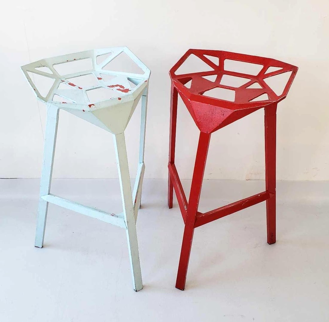 TWO MAGIS "STOOL ONE" DIE-CAST ALUMINUM STOOLS (1 of 15)
