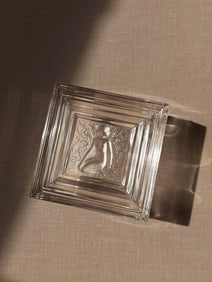 VINTAGE LALIQUE DUNCAN CRYSTAL SQUARE LIDDED TRINKET BOX
