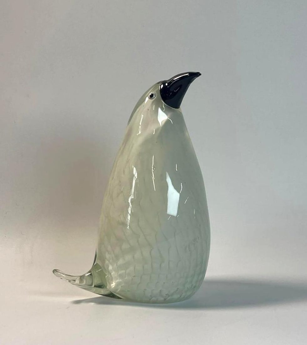 LARGE VINTAGE MURANO STYLE IITTALA HANDBLOWN GLASS PENGUIN SCULPTURE OBJECT (1 of 9)
